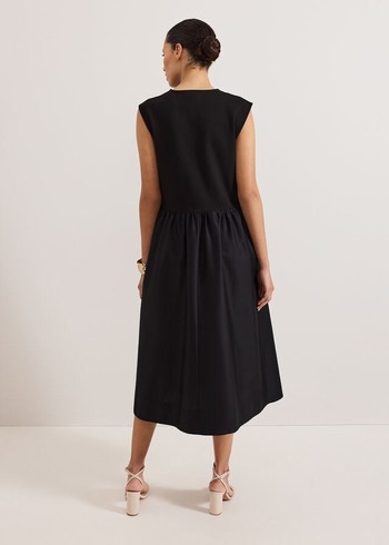 Phase Eight Jenny Mix Woven Dres Dress Black Canada | GSKRVF-932